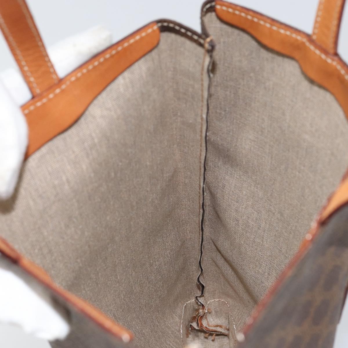 CELINE Macadam Canvas Tote Bag PVC Leather Brown Gold Auth 148902