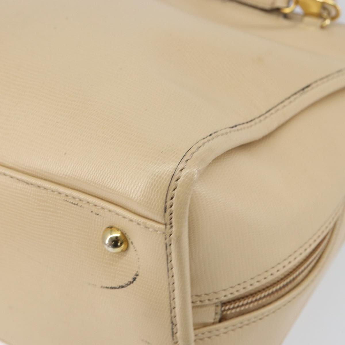 CELINE Circle Hand Bag Leather 2way Beige Gold Auth 148905