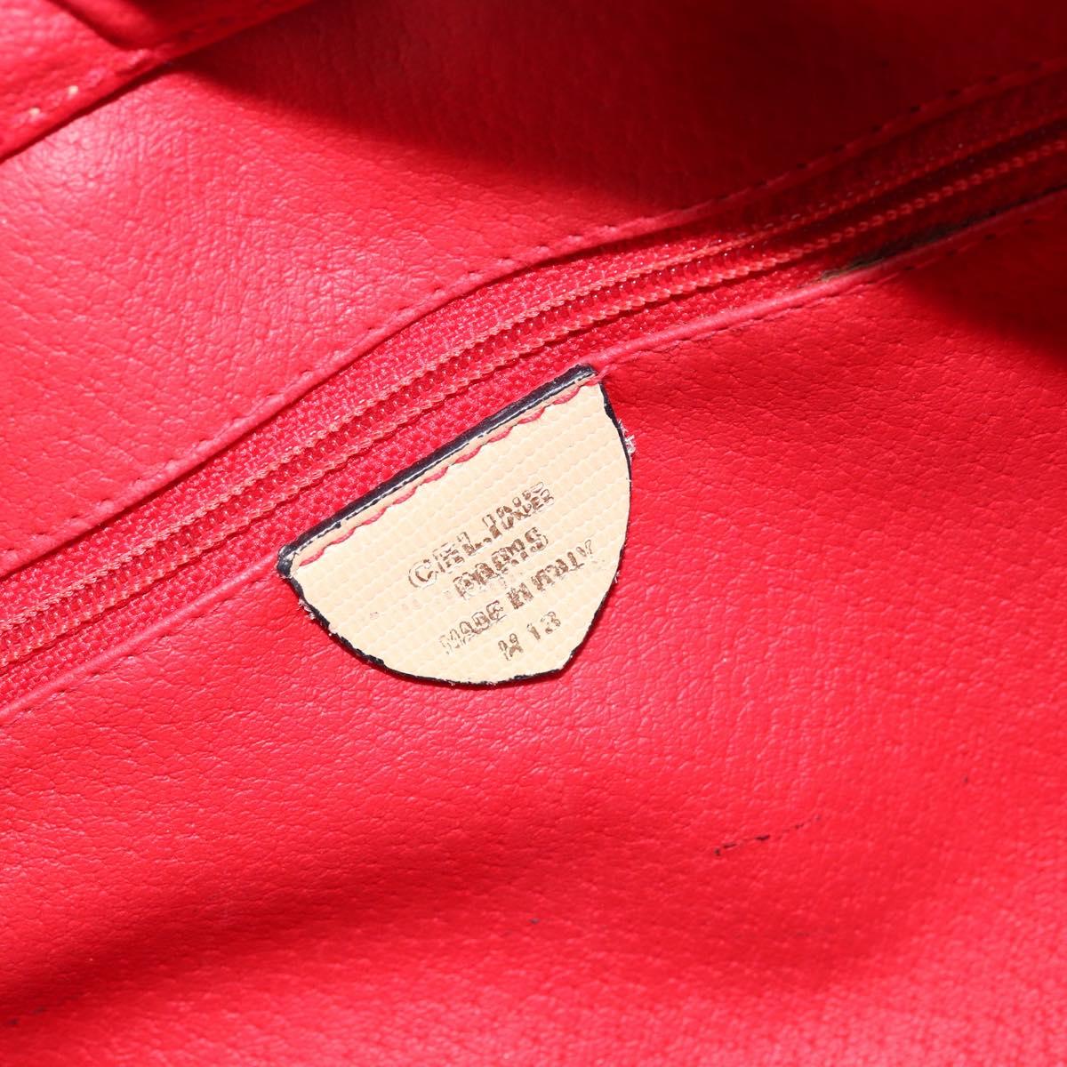 CELINE Circle Hand Bag Leather 2way Beige Gold Auth 148905