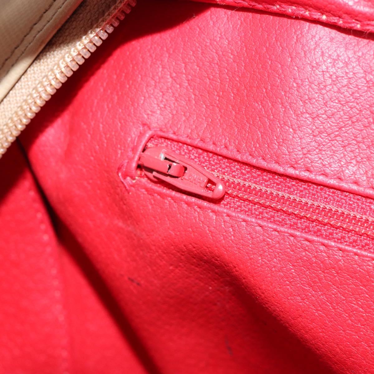 CELINE Circle Hand Bag Leather 2way Beige Gold Auth 148905