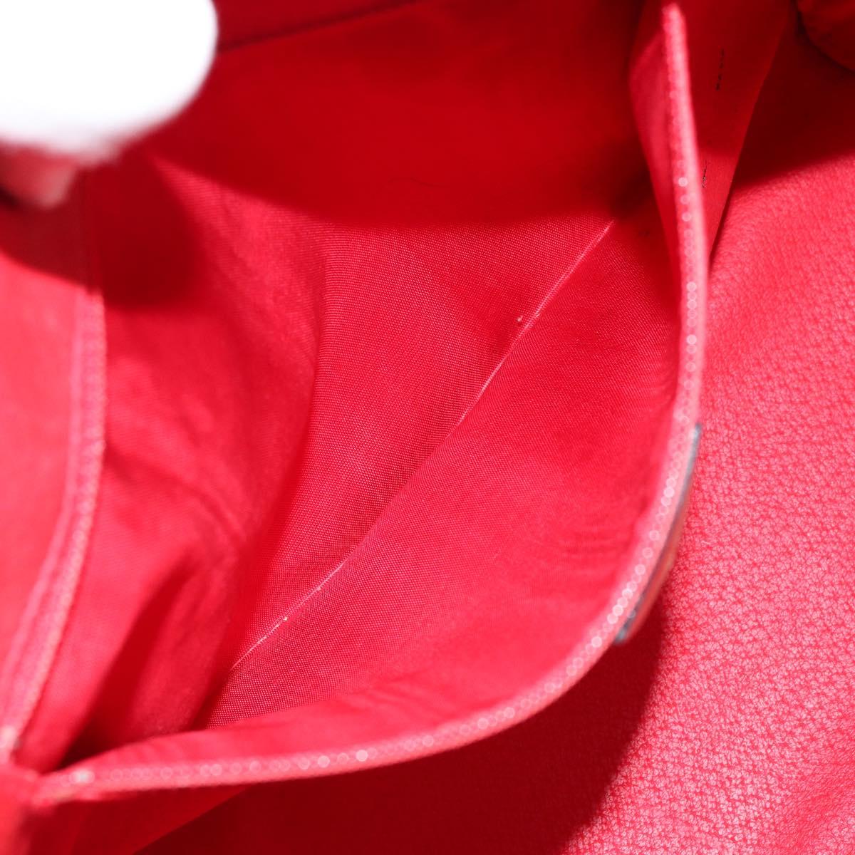 CELINE Circle Hand Bag Leather 2way Beige Gold Auth 148905