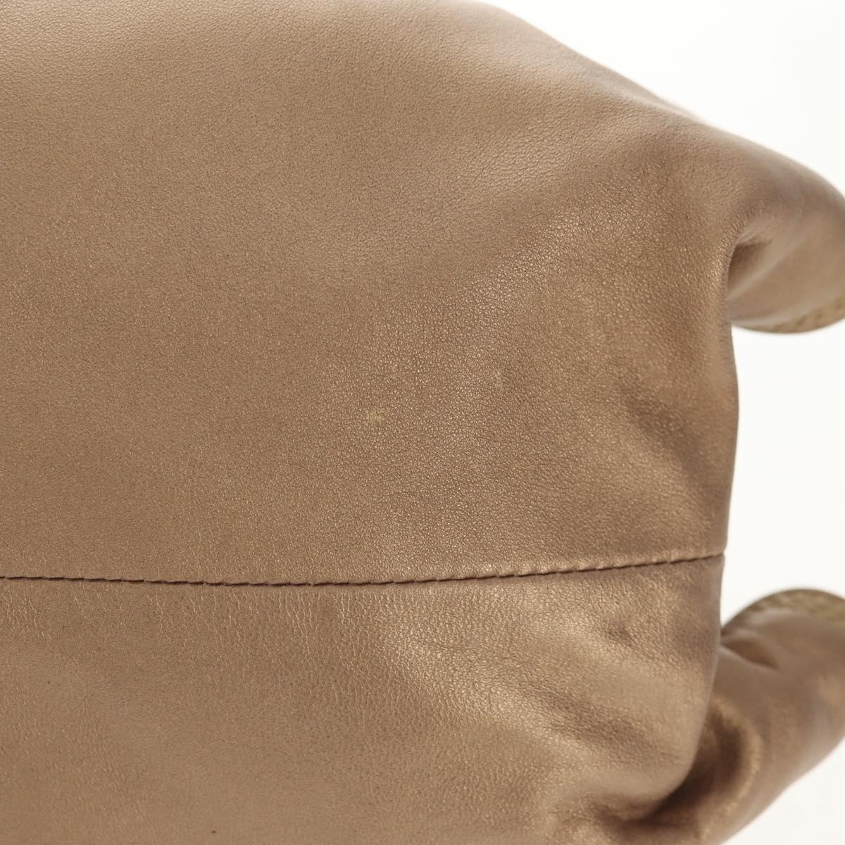 LOEWE Anagram Nappa Aire Hand Bag Leather Champagne Gold Auth 148908V