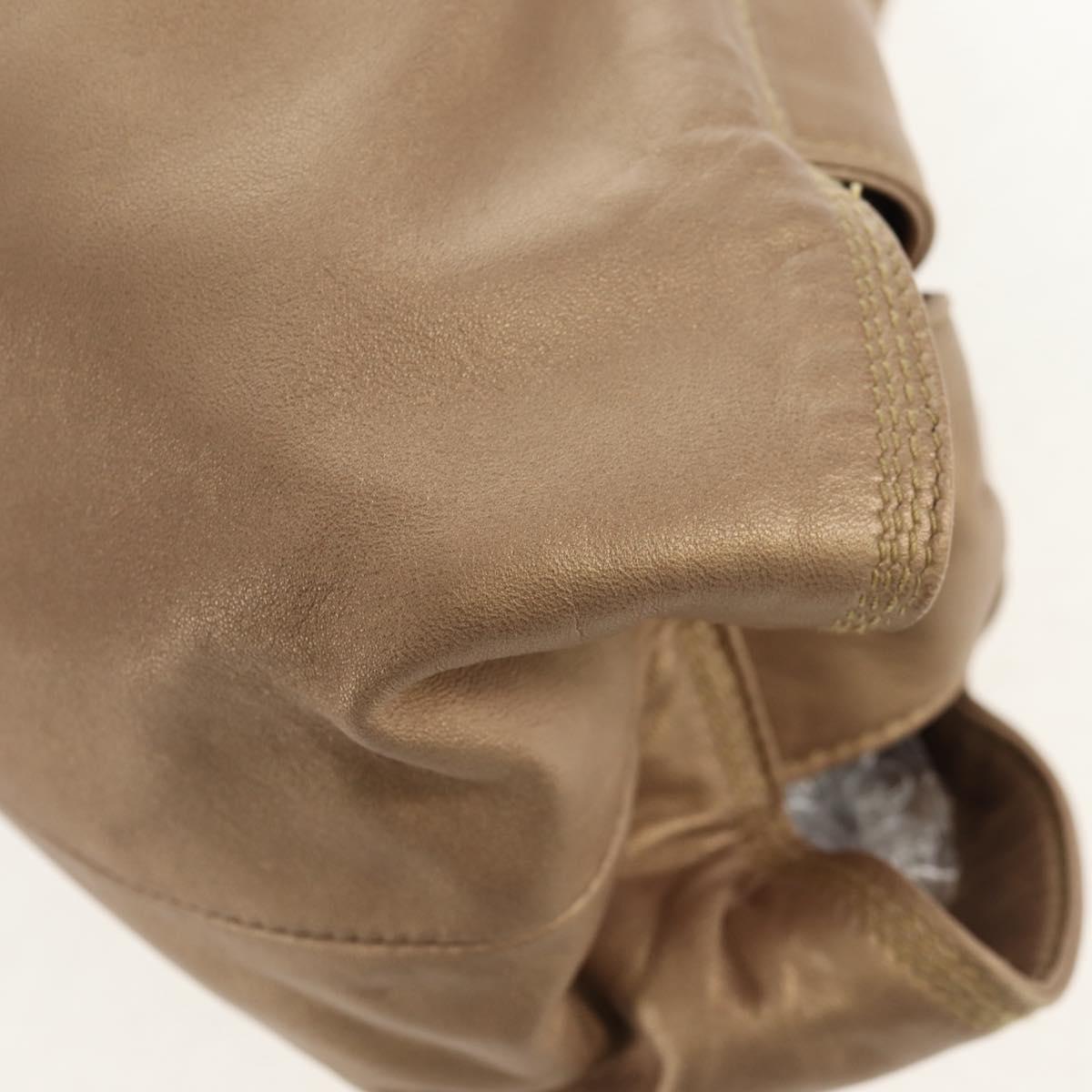 LOEWE Anagram Nappa Aire Hand Bag Leather Champagne Gold Auth 148908V