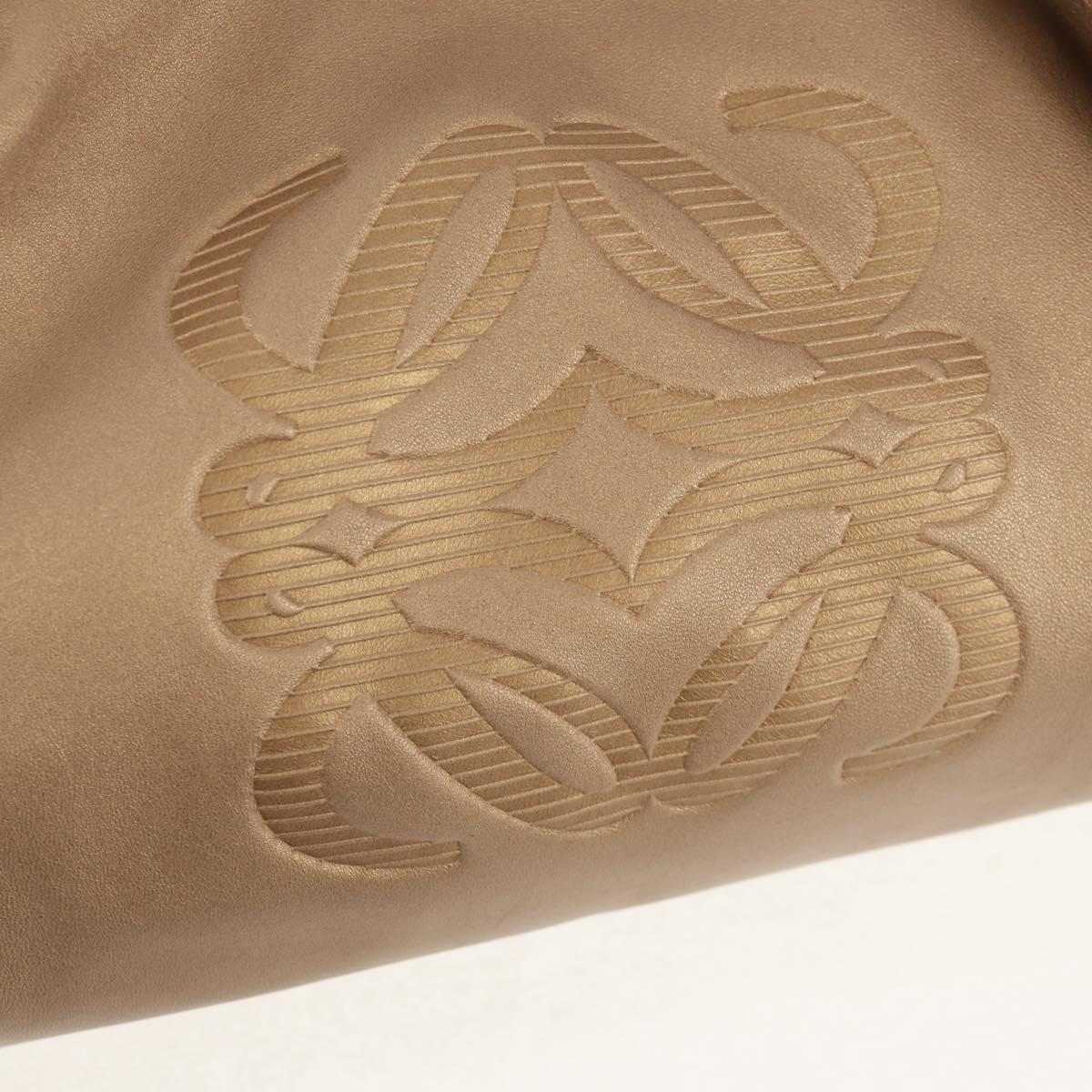 LOEWE Anagram Nappa Aire Hand Bag Leather Champagne Gold Auth 148908V