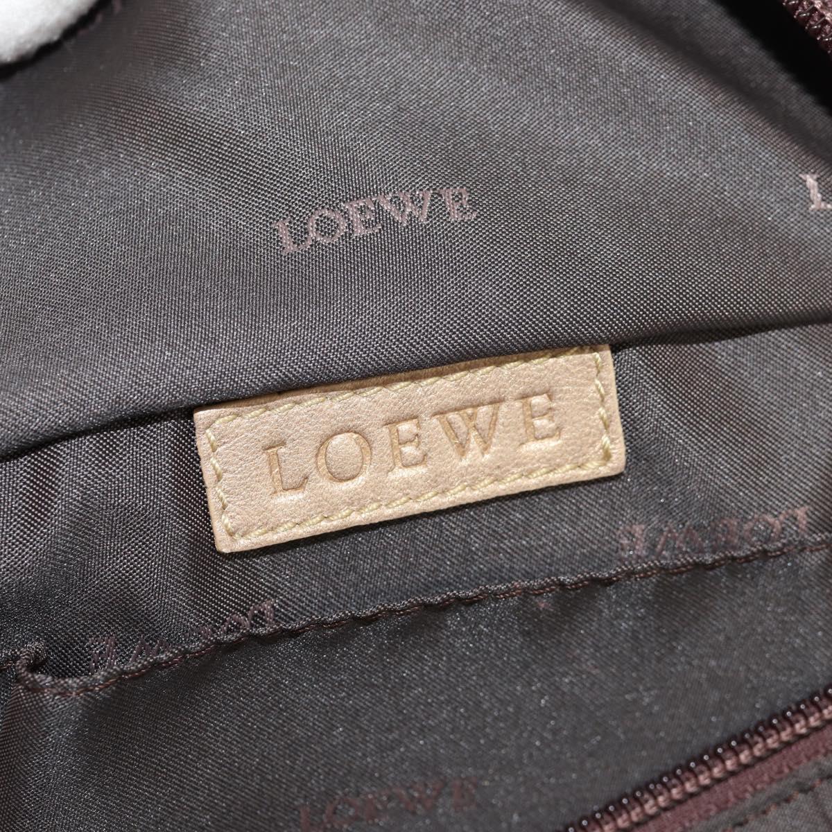 LOEWE Anagram Nappa Aire Hand Bag Leather Champagne Gold Auth 148908V
