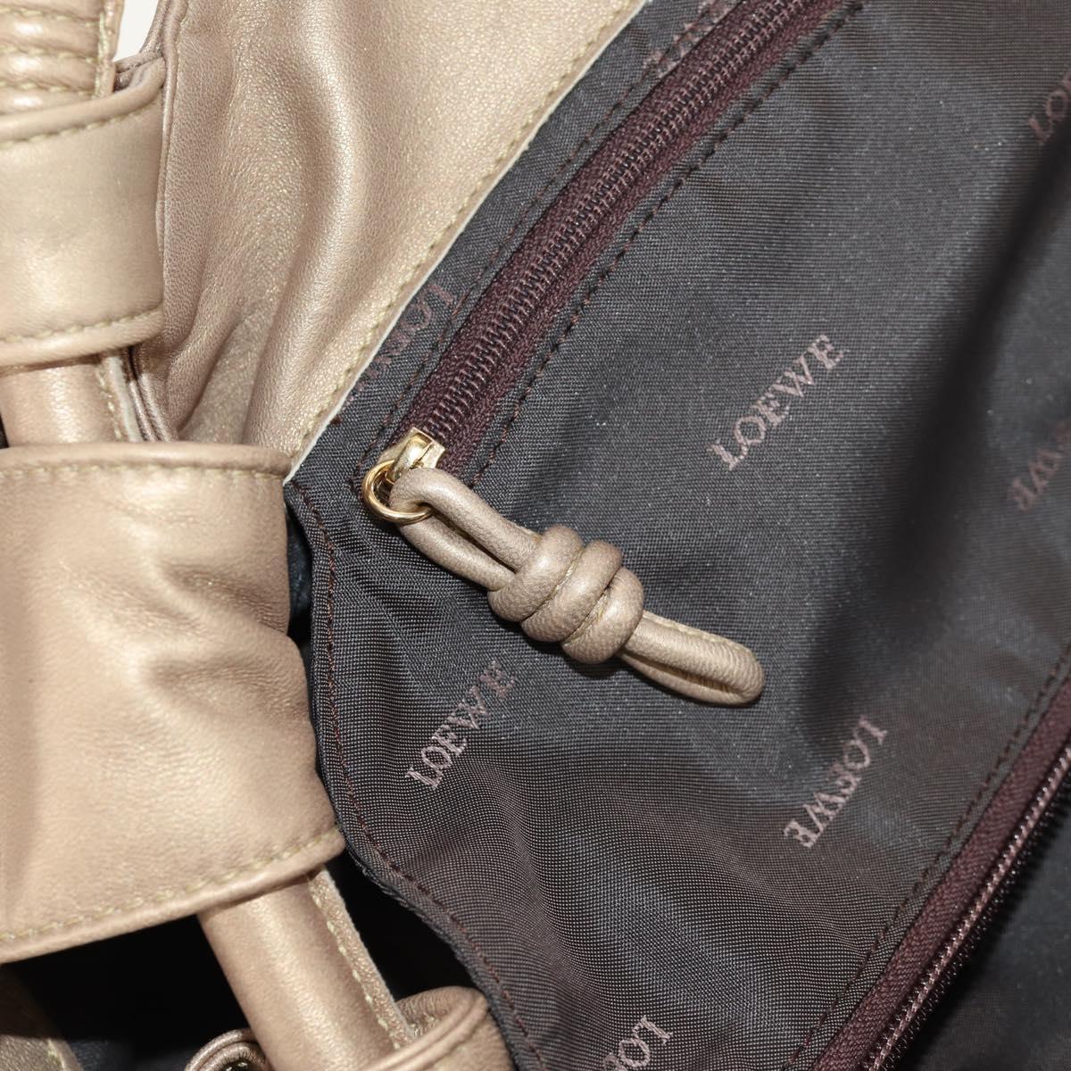 LOEWE Anagram Nappa Aire Hand Bag Leather Champagne Gold Auth 148908V