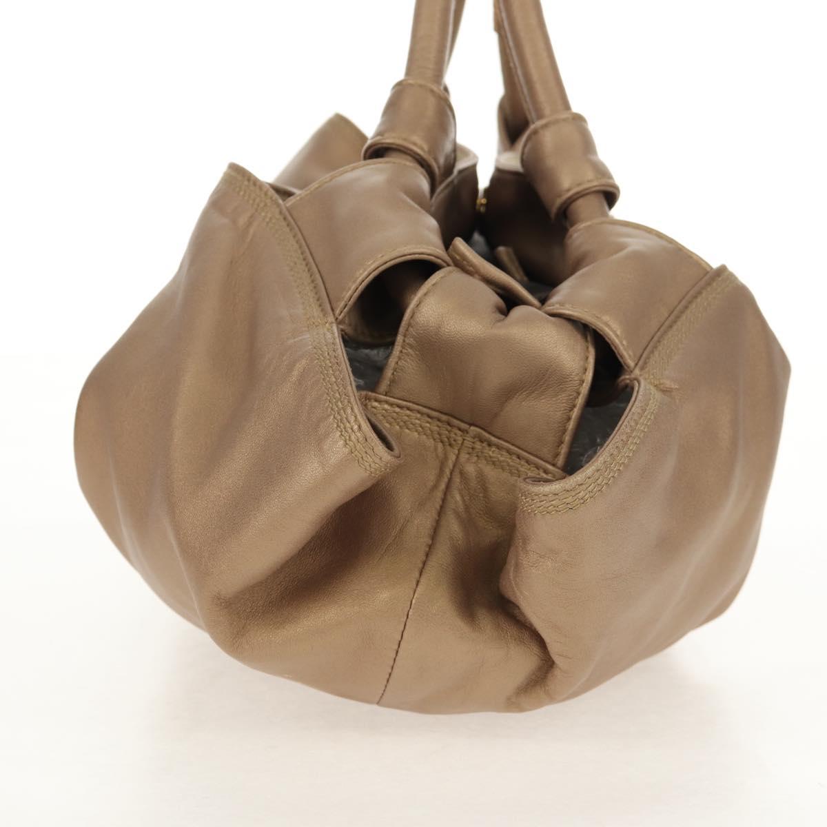 LOEWE Anagram Nappa Aire Hand Bag Leather Champagne Gold Auth 148908V