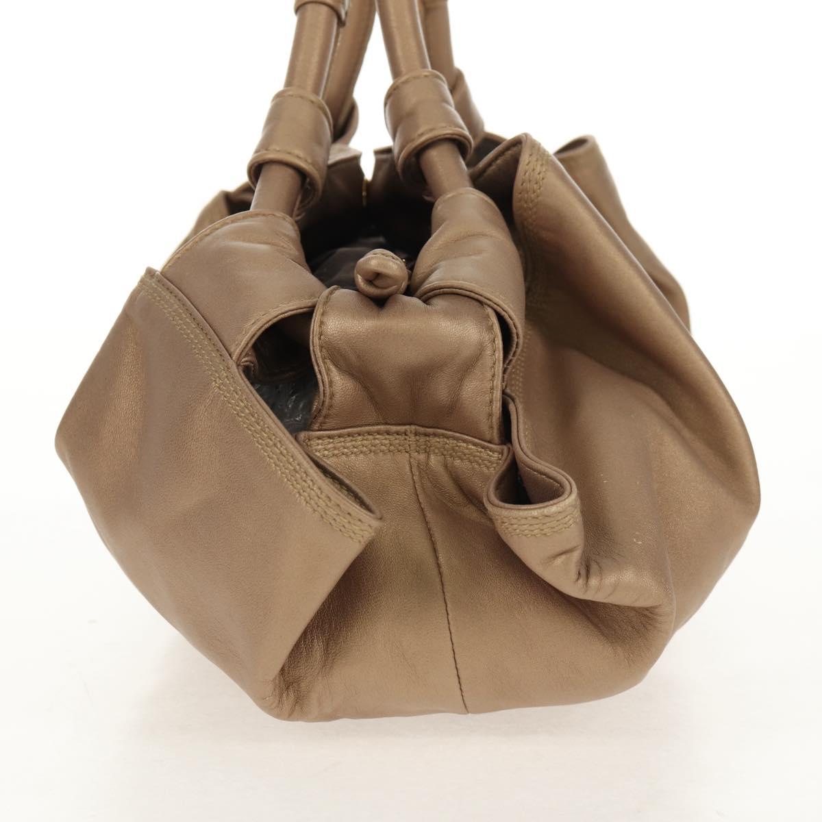 LOEWE Anagram Nappa Aire Hand Bag Leather Champagne Gold Auth 148908V