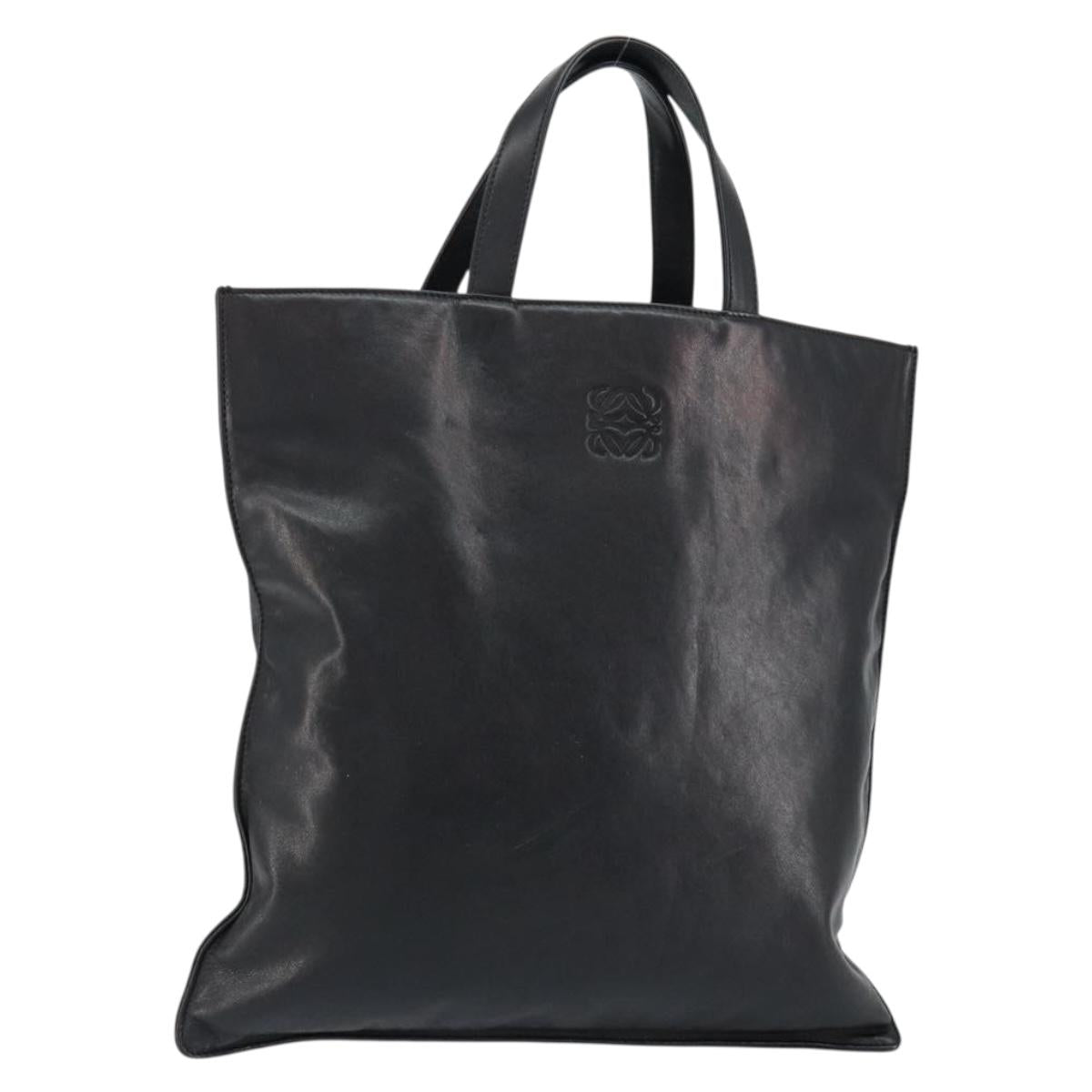 LOEWE Anagram Tote Bag Leather Black Auth 148909