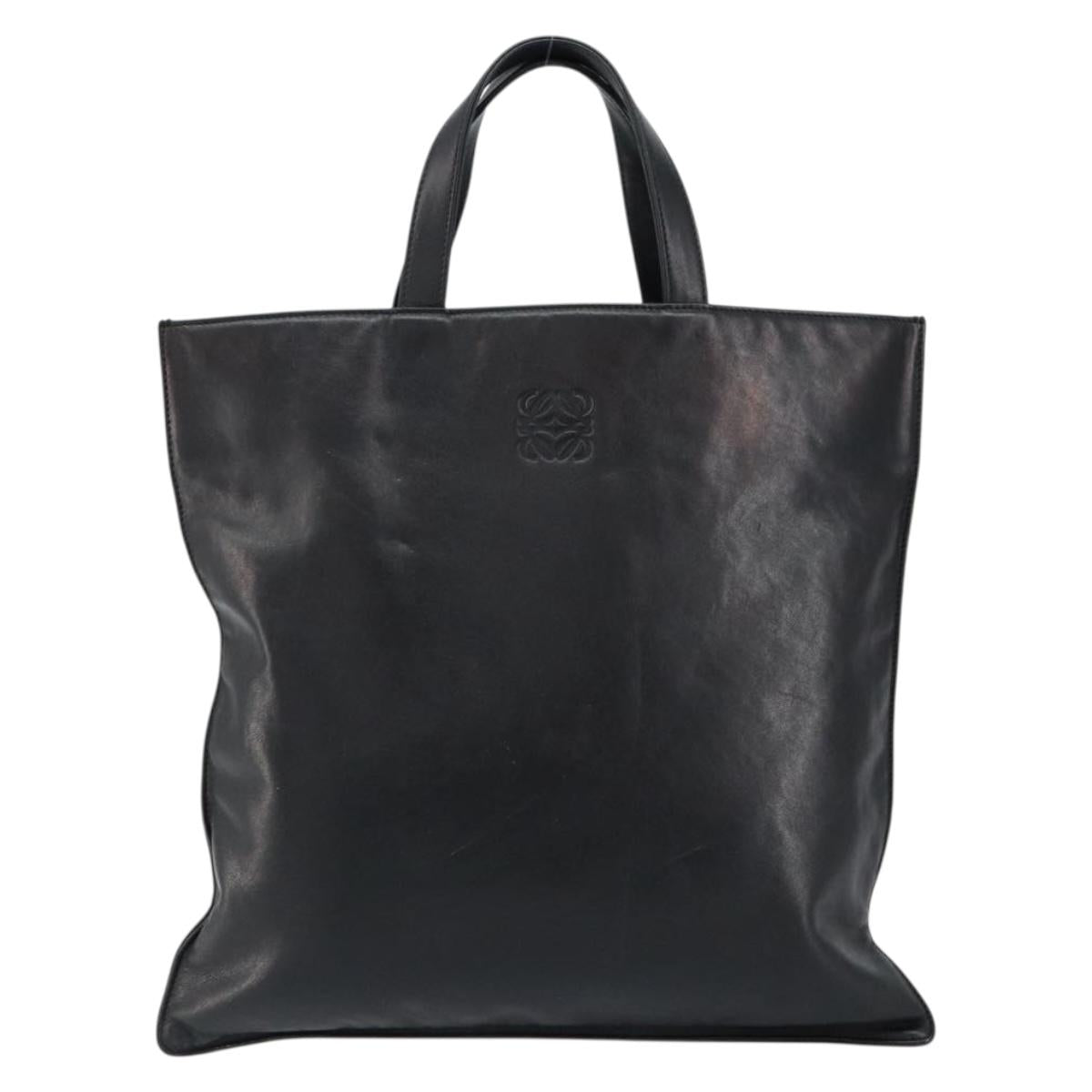 LOEWE Anagram Tote Bag Leather Black Auth 148909
