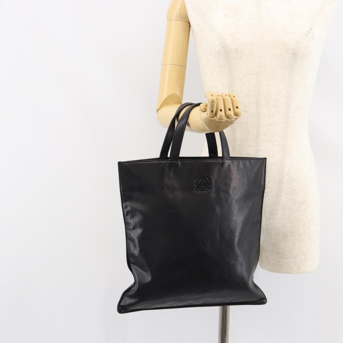 LOEWE Anagram Tote Bag Leather Black Auth 148909