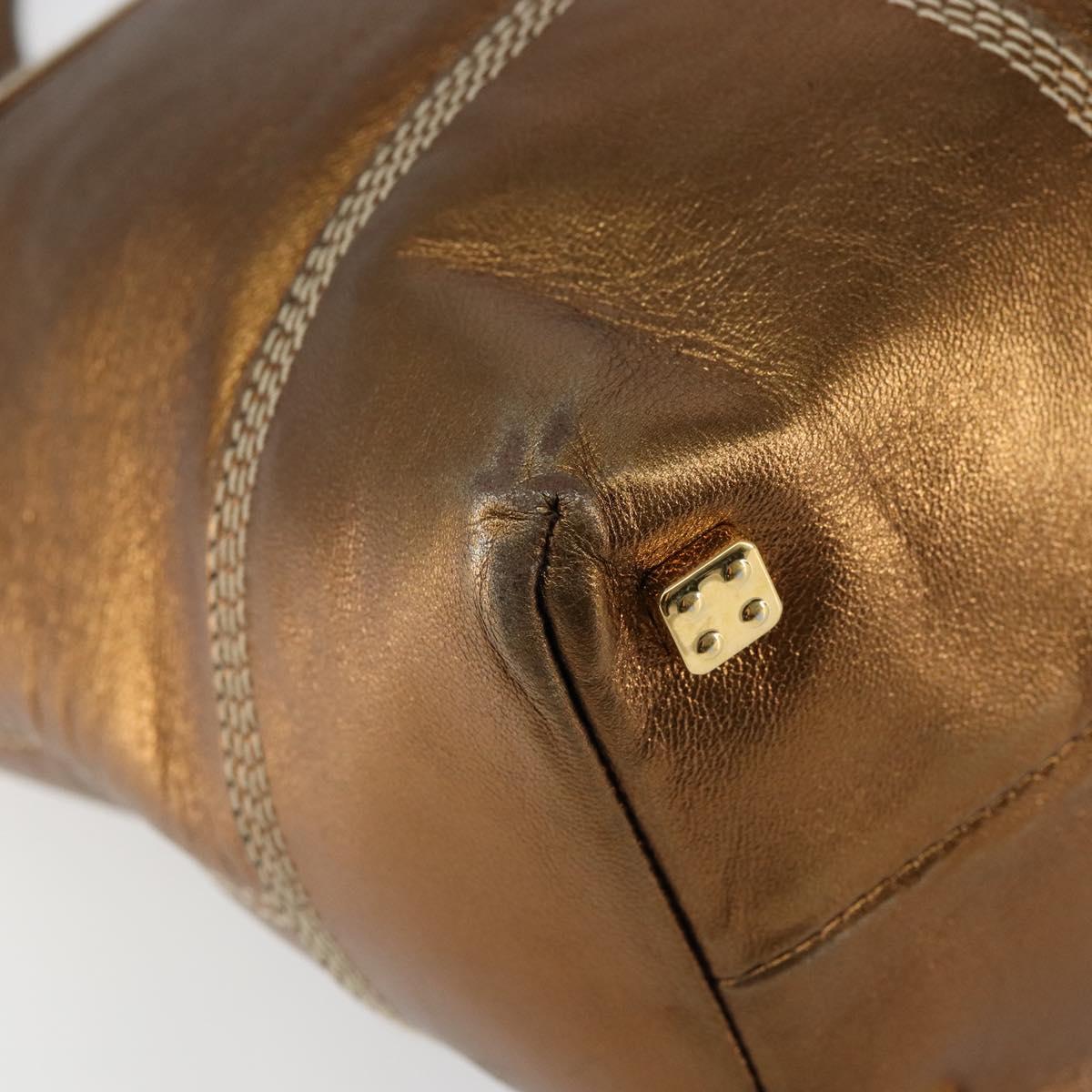 LOEWE Anagram Justa Hand Bag Leather Bronze Gold Auth 148910