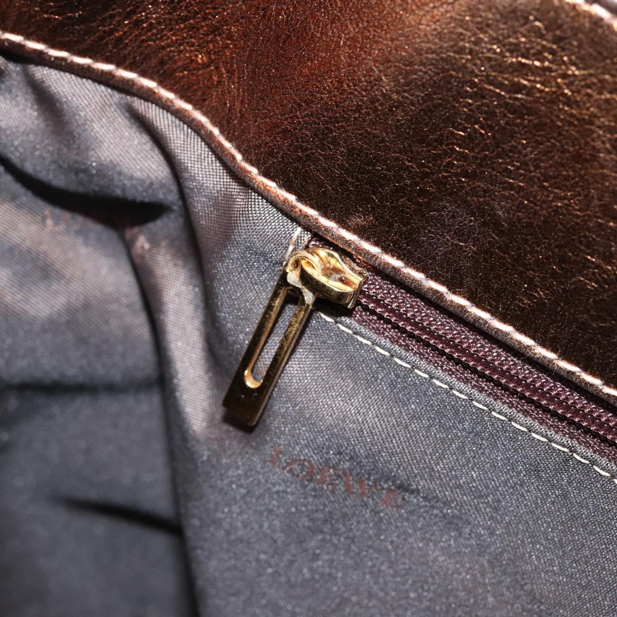 LOEWE Anagram Justa Hand Bag Leather Bronze Gold Auth 148910