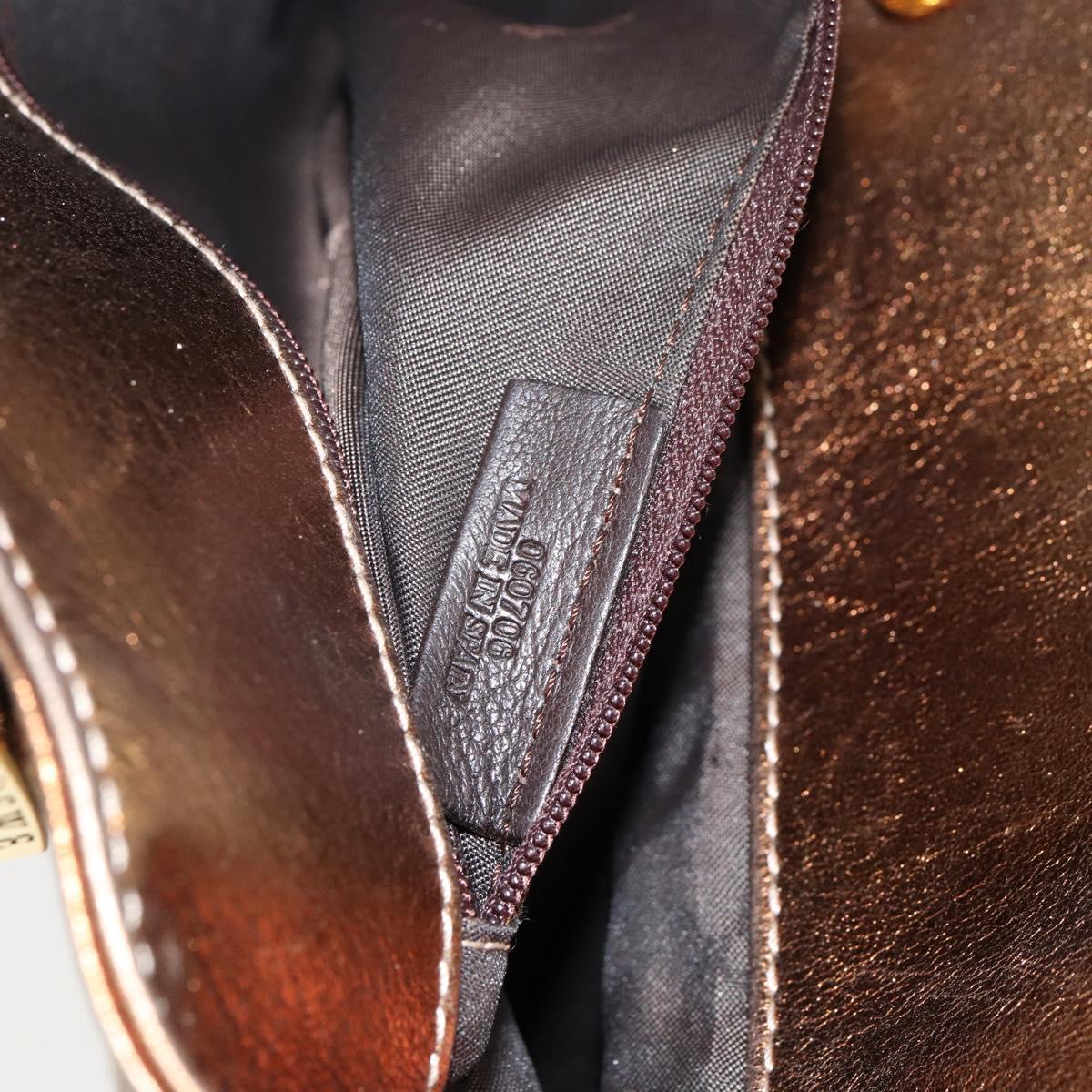 LOEWE Anagram Justa Hand Bag Leather Bronze Gold Auth 148910