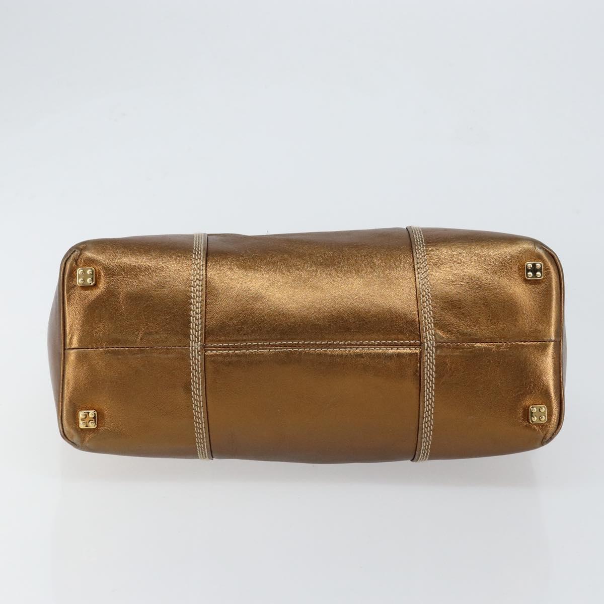 LOEWE Anagram Justa Hand Bag Leather Bronze Gold Auth 148910