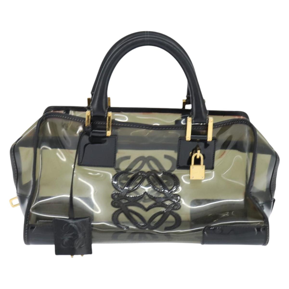 LOEWE Anagram Americana 28 Hand Bag Vinyl Black Auth 148911