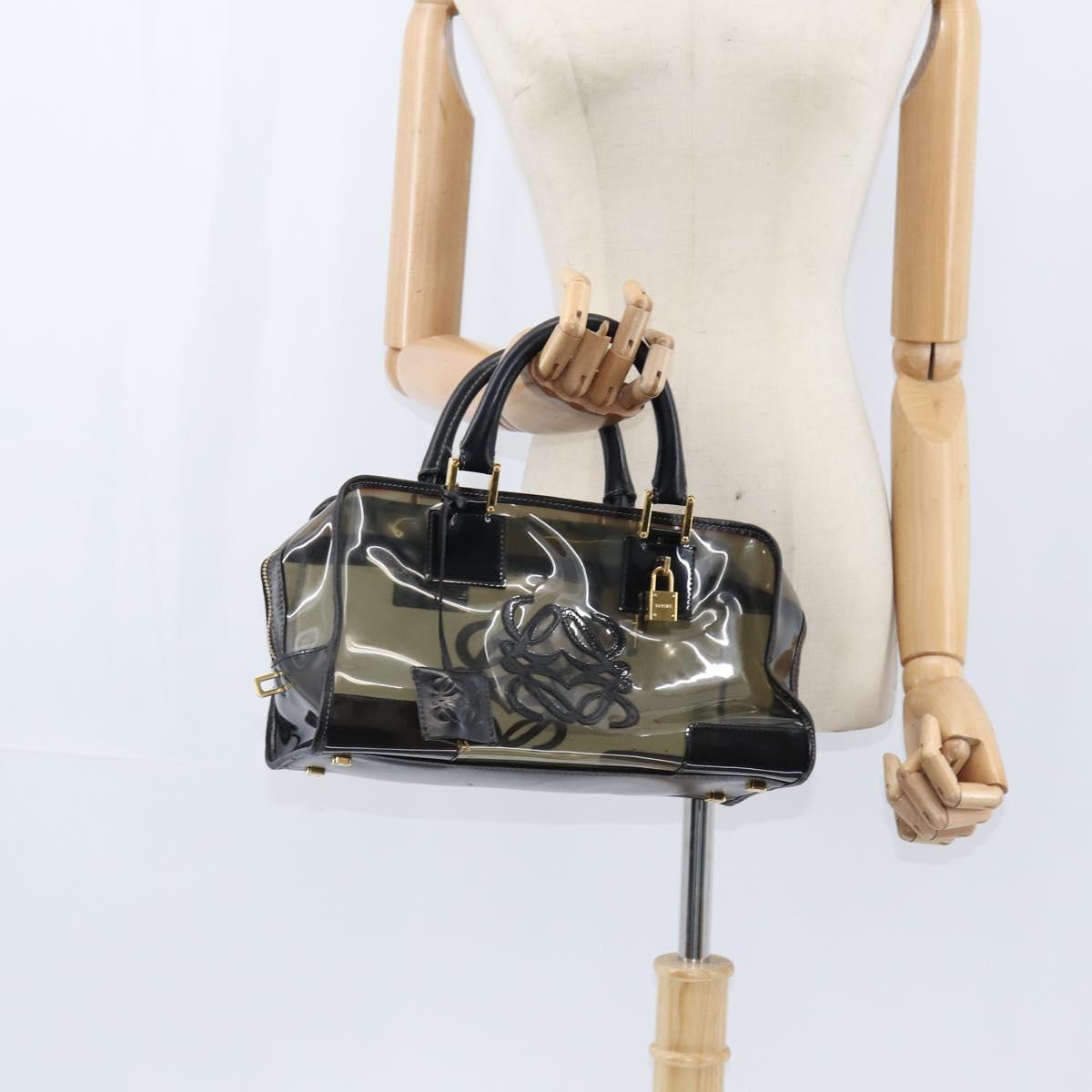 LOEWE Anagram Americana 28 Hand Bag Vinyl Black Auth 148911