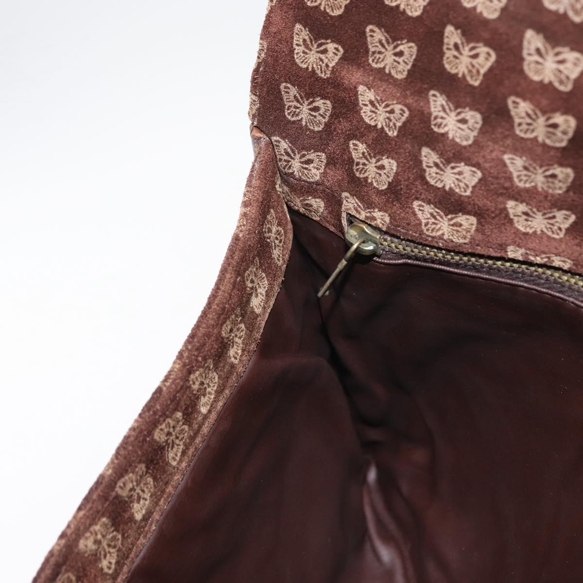 BOTTEGA VENETA Clutch Bag Suede Brown Gold Auth 148912