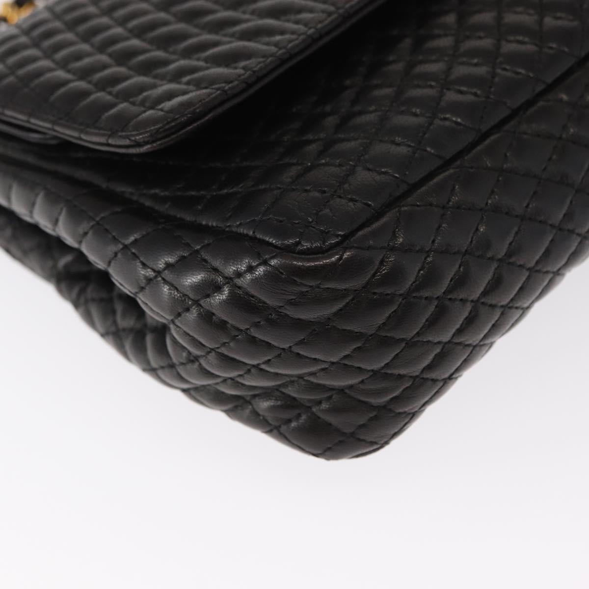 BALLY Chain Shoulder Bag Leather Black Gold Auth 148916