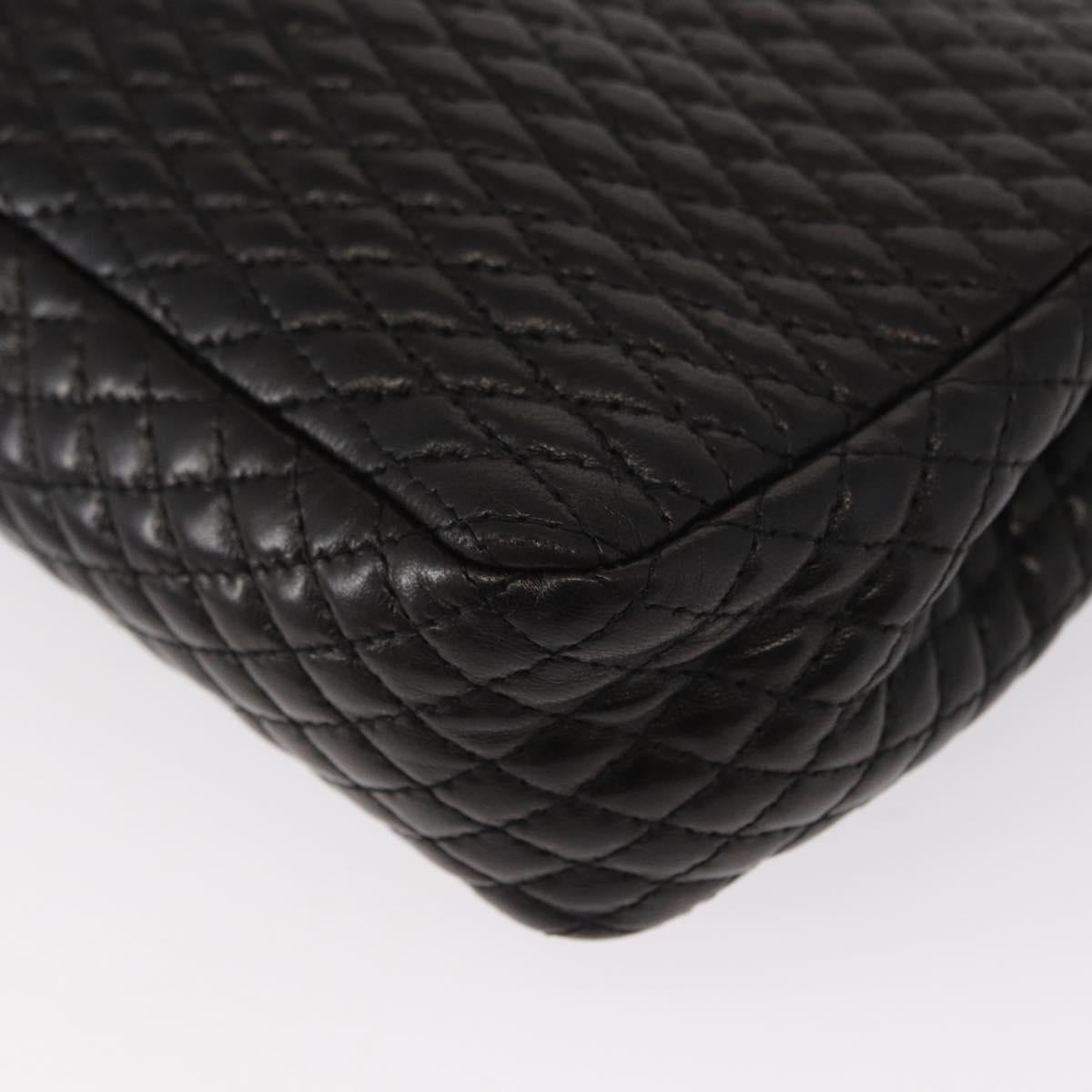 BALLY Chain Shoulder Bag Leather Black Gold Auth 148916