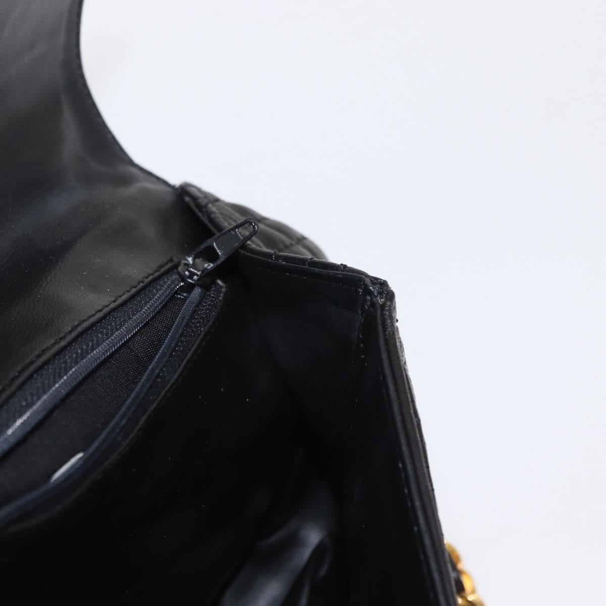 BALLY Chain Shoulder Bag Leather Black Gold Auth 148916