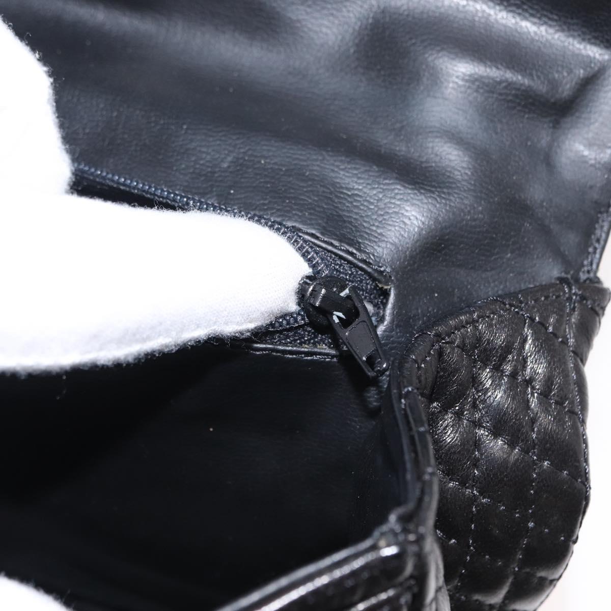 BALLY Chain Shoulder Bag Leather Black Gold Auth 148916