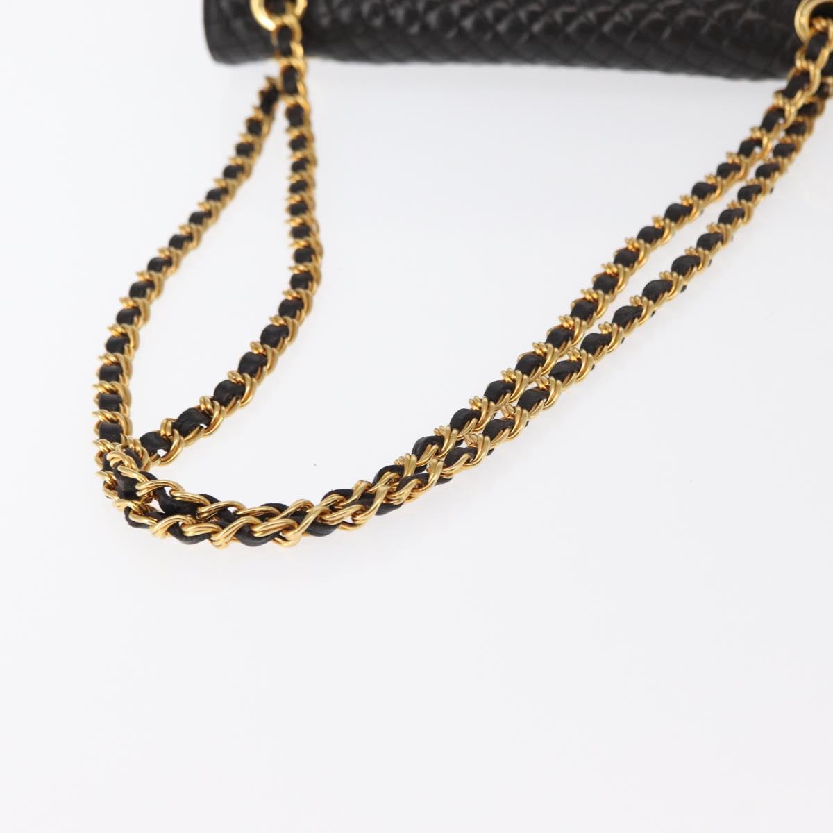 BALLY Chain Shoulder Bag Leather Black Gold Auth 148916