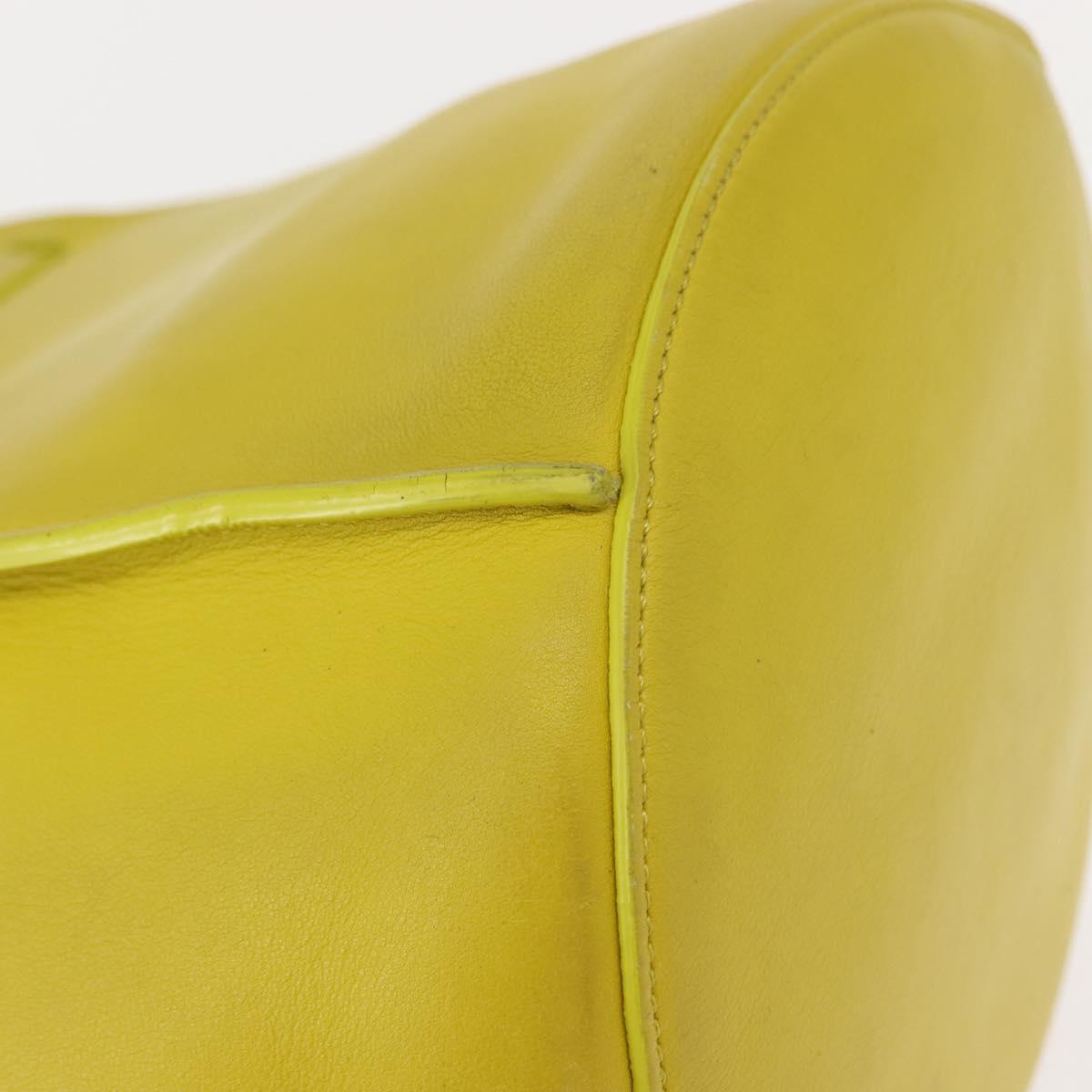 CELINE Big bag Bucket Shoulder Bag Leather Yellow Silver Auth 148918