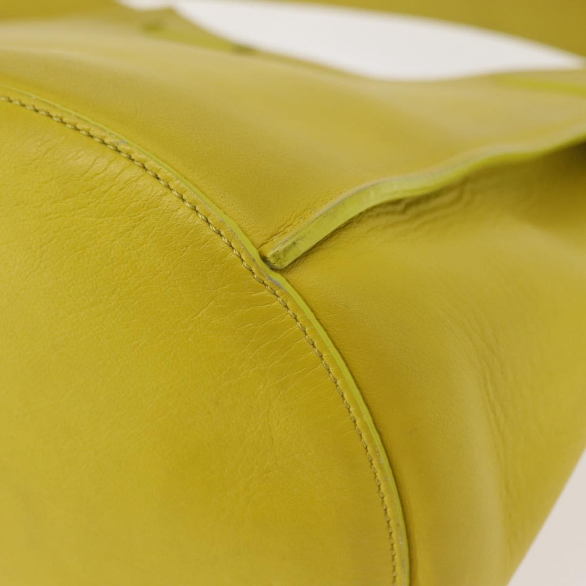 CELINE Big bag Bucket Shoulder Bag Leather Yellow Silver Auth 148918