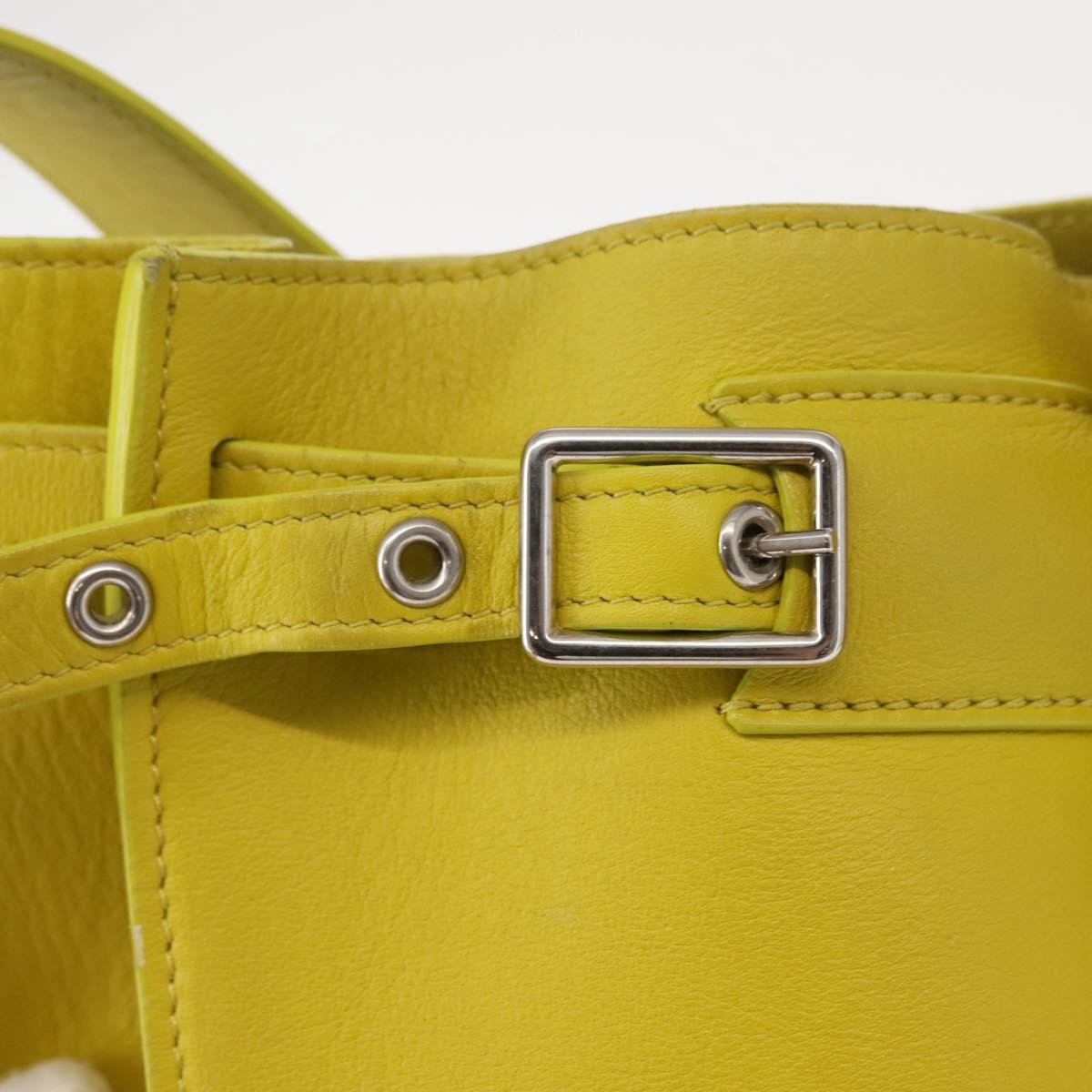 CELINE Big bag Bucket Shoulder Bag Leather Yellow Silver Auth 148918