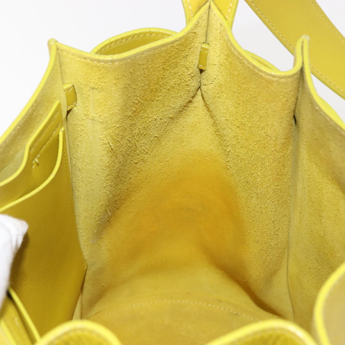 CELINE Big bag Bucket Shoulder Bag Leather Yellow Silver Auth 148918