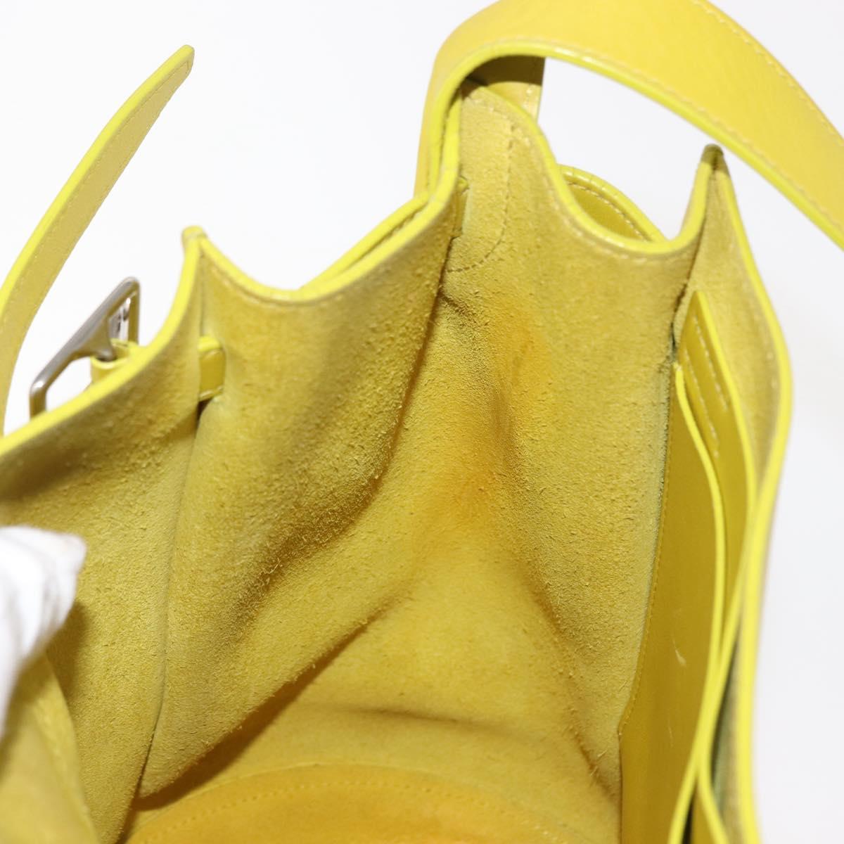 CELINE Big bag Bucket Shoulder Bag Leather Yellow Silver Auth 148918