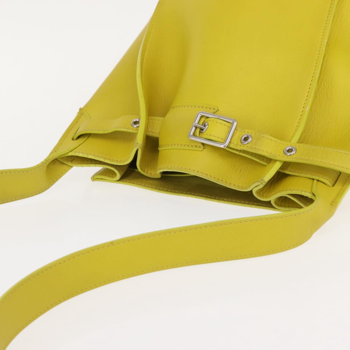 CELINE Big bag Bucket Shoulder Bag Leather Yellow Silver Auth 148918