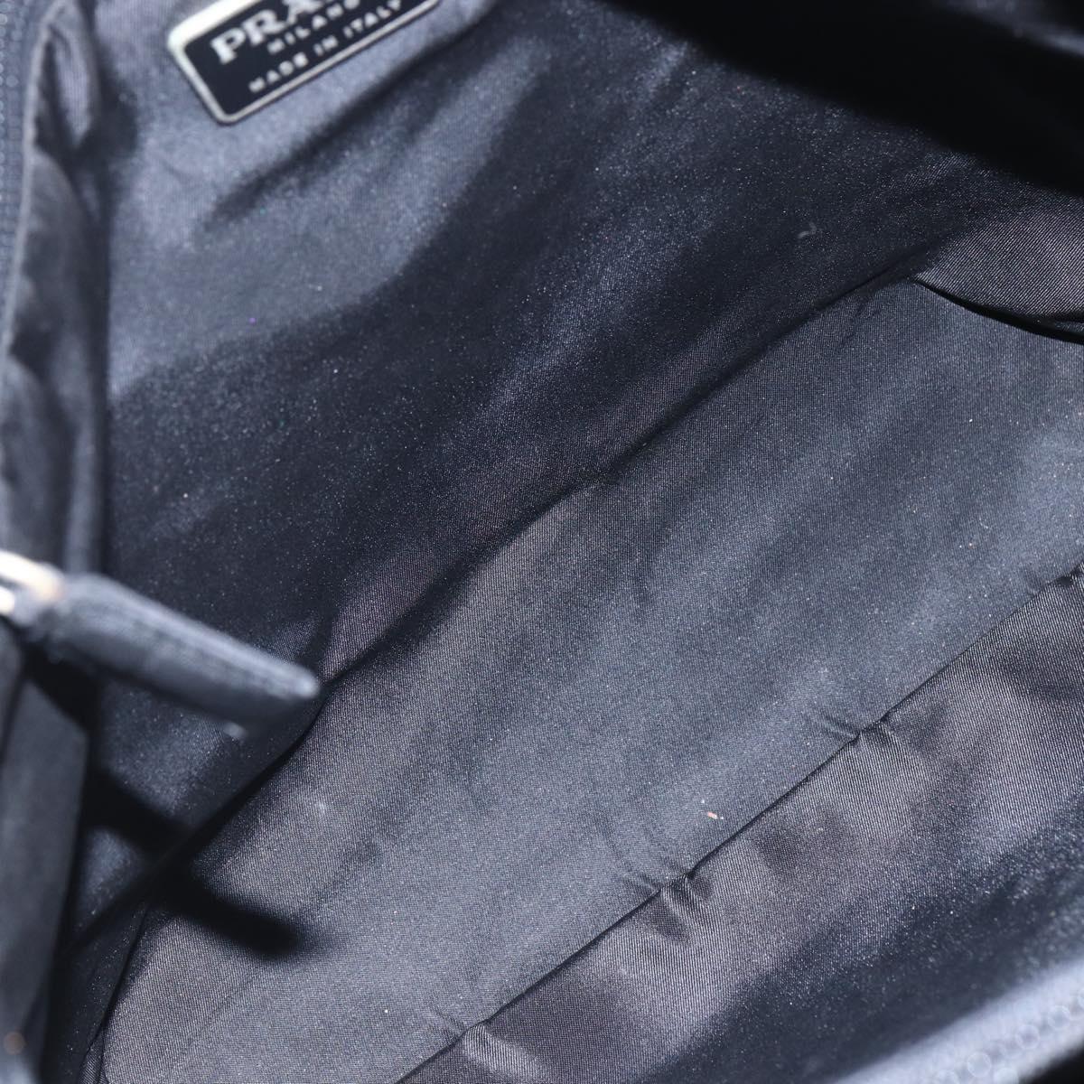 PRADA Hand Bag Nylon Black Silver Auth 148930