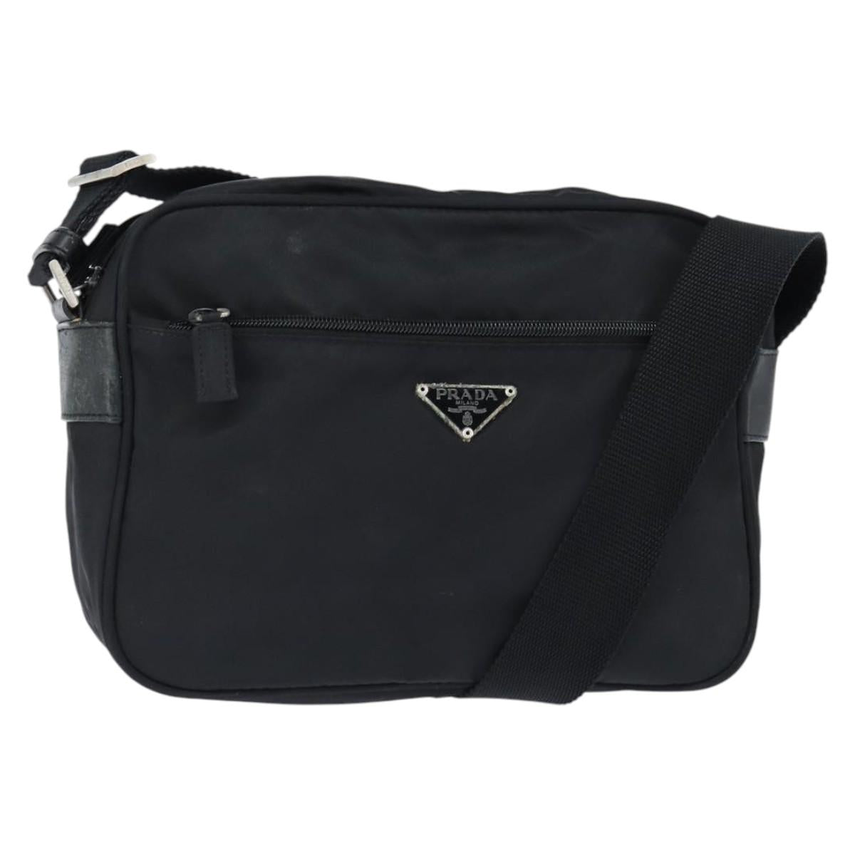 PRADA Shoulder Bag Nylon Black Auth 148935
