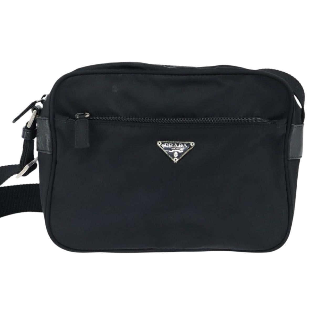 PRADA Shoulder Bag Nylon Black Auth 148935