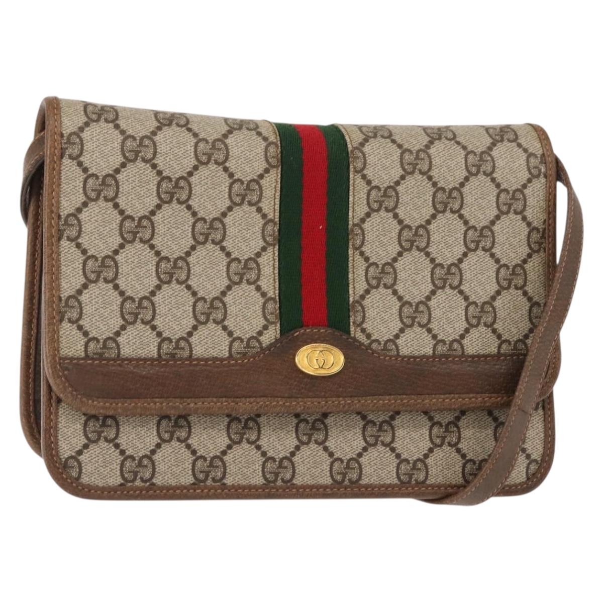 GUCCI GG Supreme Web Sherry Line Shoulder Bag PVC Beige 66 001 4461 Auth 148936