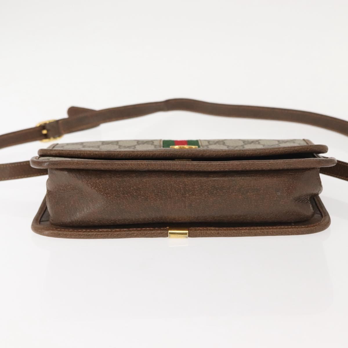 GUCCI GG Supreme Web Sherry Line Shoulder Bag PVC Beige 66 001 4461 Auth 148936