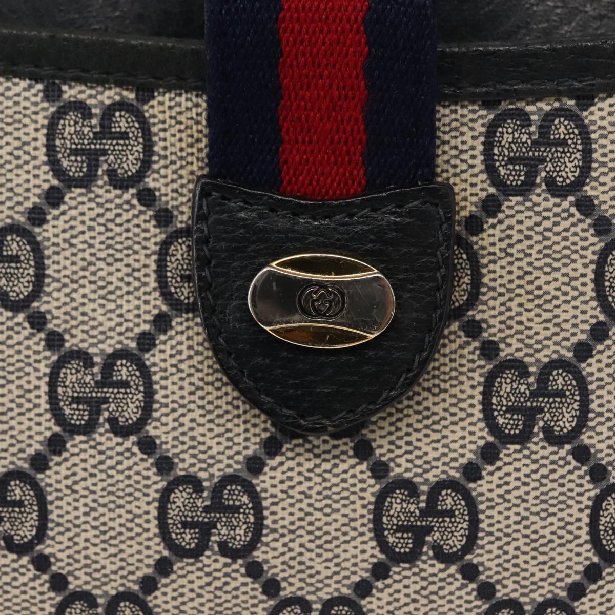 GUCCI GG Supreme Sherry Line Shoulder Bag PVC Navy Gold 39 02 026 Auth 148943