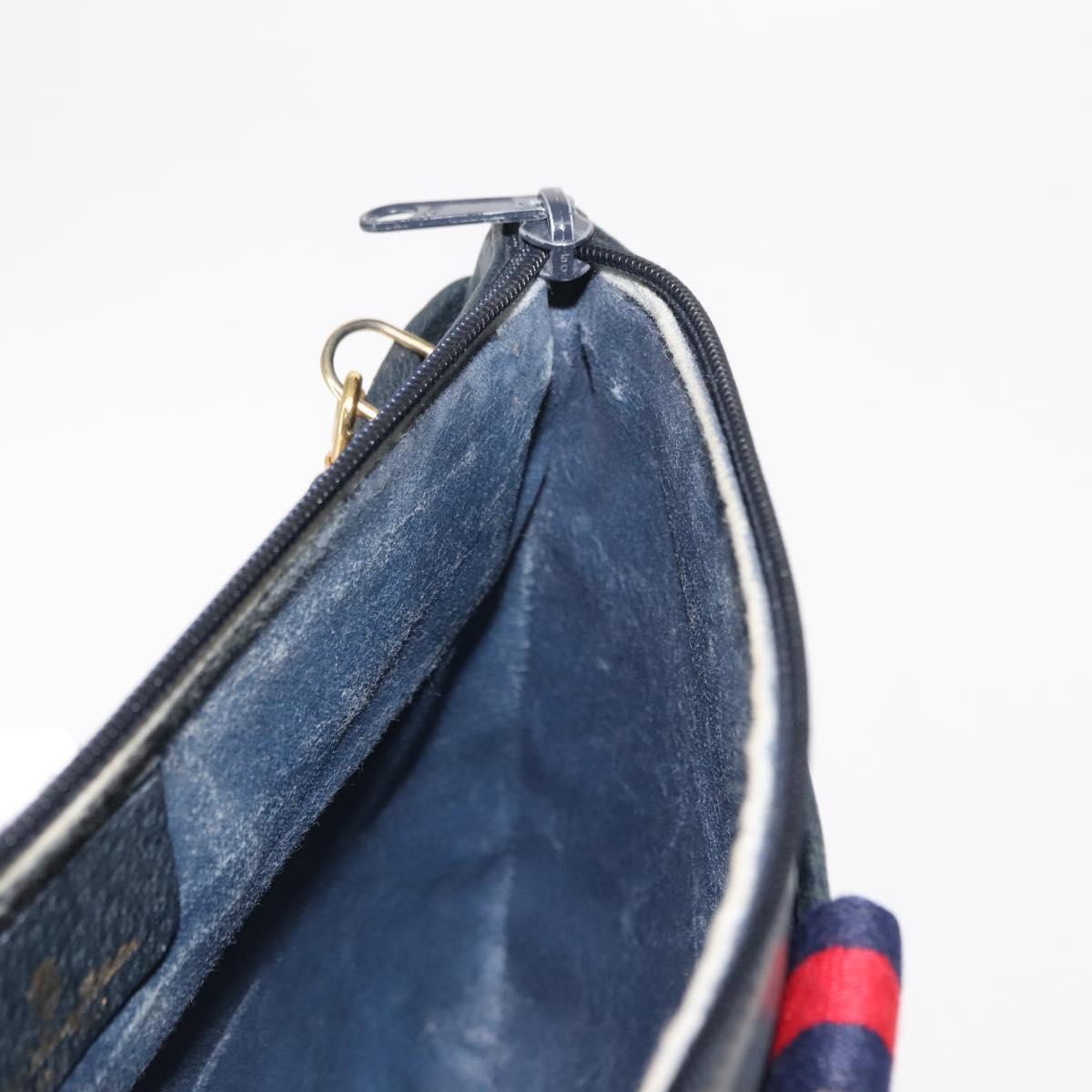 GUCCI GG Supreme Sherry Line Shoulder Bag PVC Navy Gold 39 02 026 Auth 148943