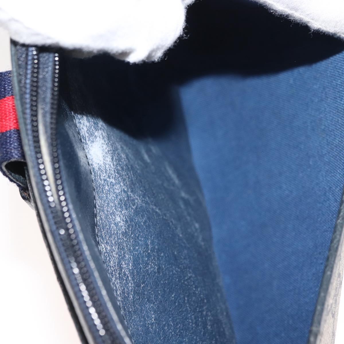 GUCCI GG Supreme Sherry Line Shoulder Bag PVC Navy Gold 39 02 026 Auth 148943