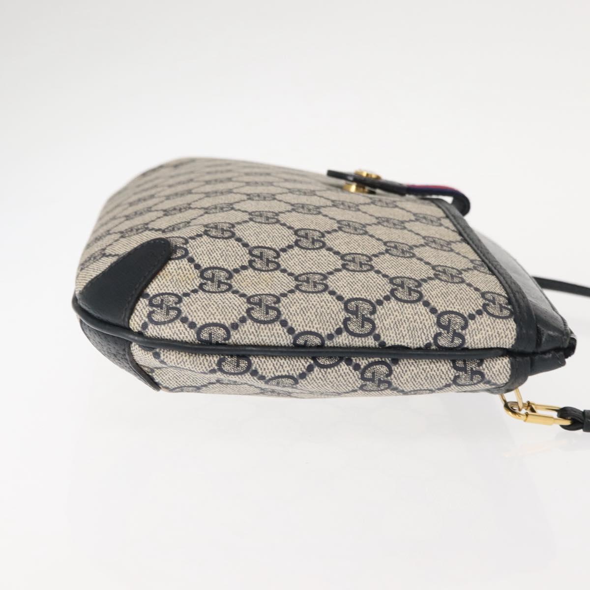 GUCCI GG Supreme Sherry Line Shoulder Bag PVC Navy Gold 39 02 026 Auth 148943