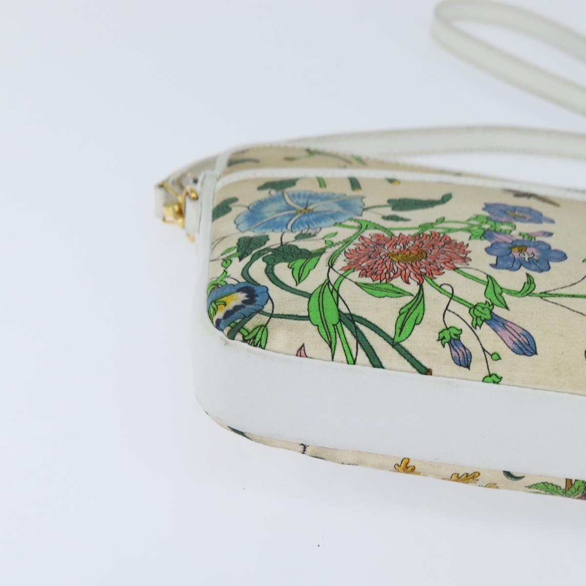 GUCCI Flora Shoulder Bag Canvas Beige Gold 004 92 0230 Auth 148945