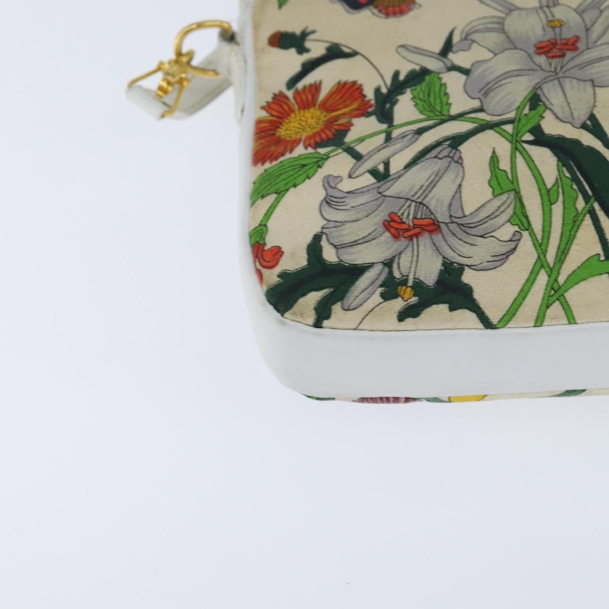 GUCCI Flora Shoulder Bag Canvas Beige Gold 004 92 0230 Auth 148945