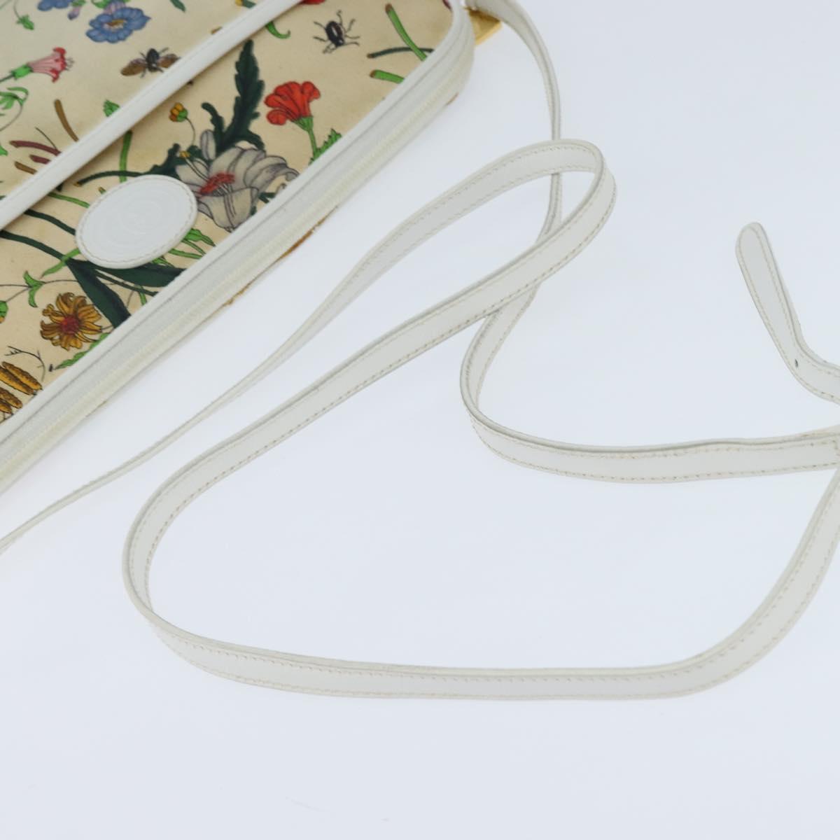 GUCCI Flora Shoulder Bag Canvas Beige Gold 004 92 0230 Auth 148945