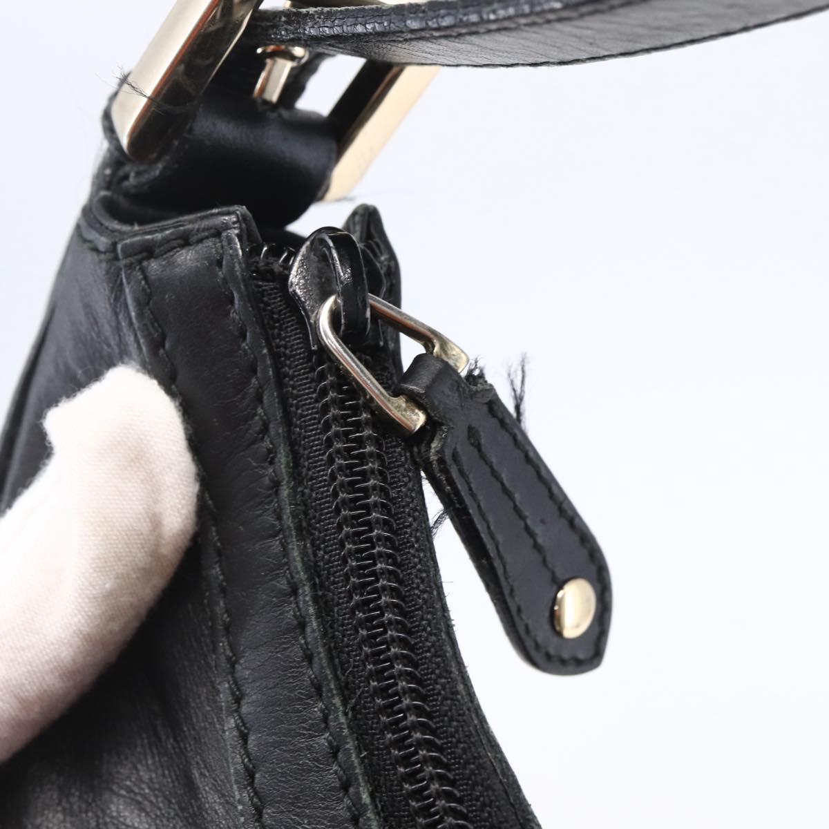 GUCCI GG Canvas Shoulder Bag Outlet Black Gold 262903 Auth 148947