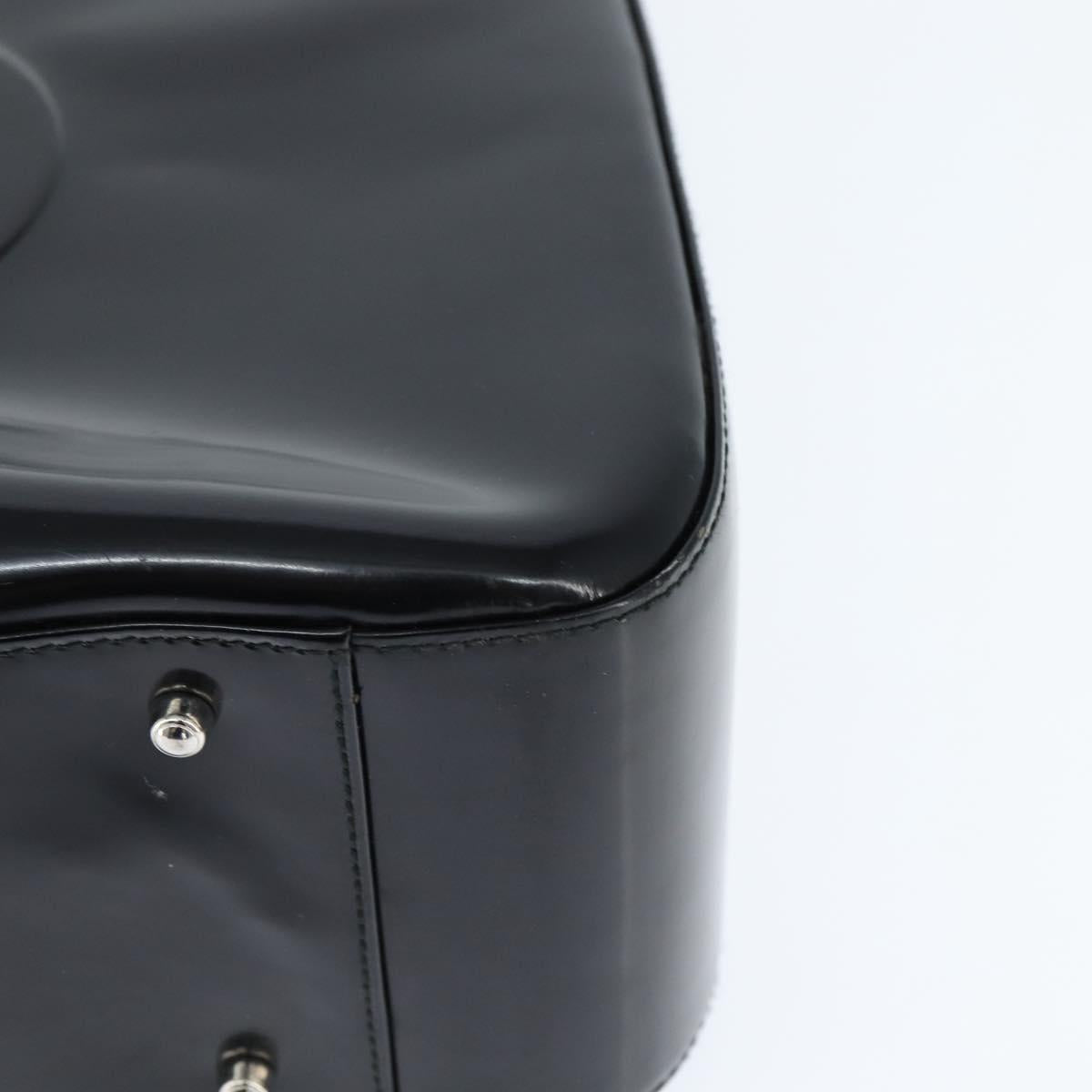 GUCCI Hand Bag Enamel Black 000 1013 0504 Auth 148949