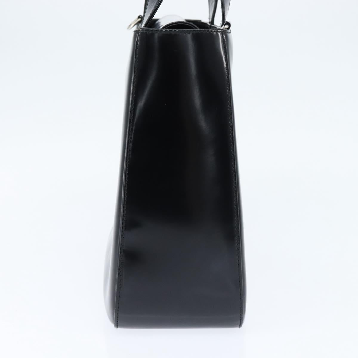 GUCCI Hand Bag Enamel Black 000 1013 0504 Auth 148949