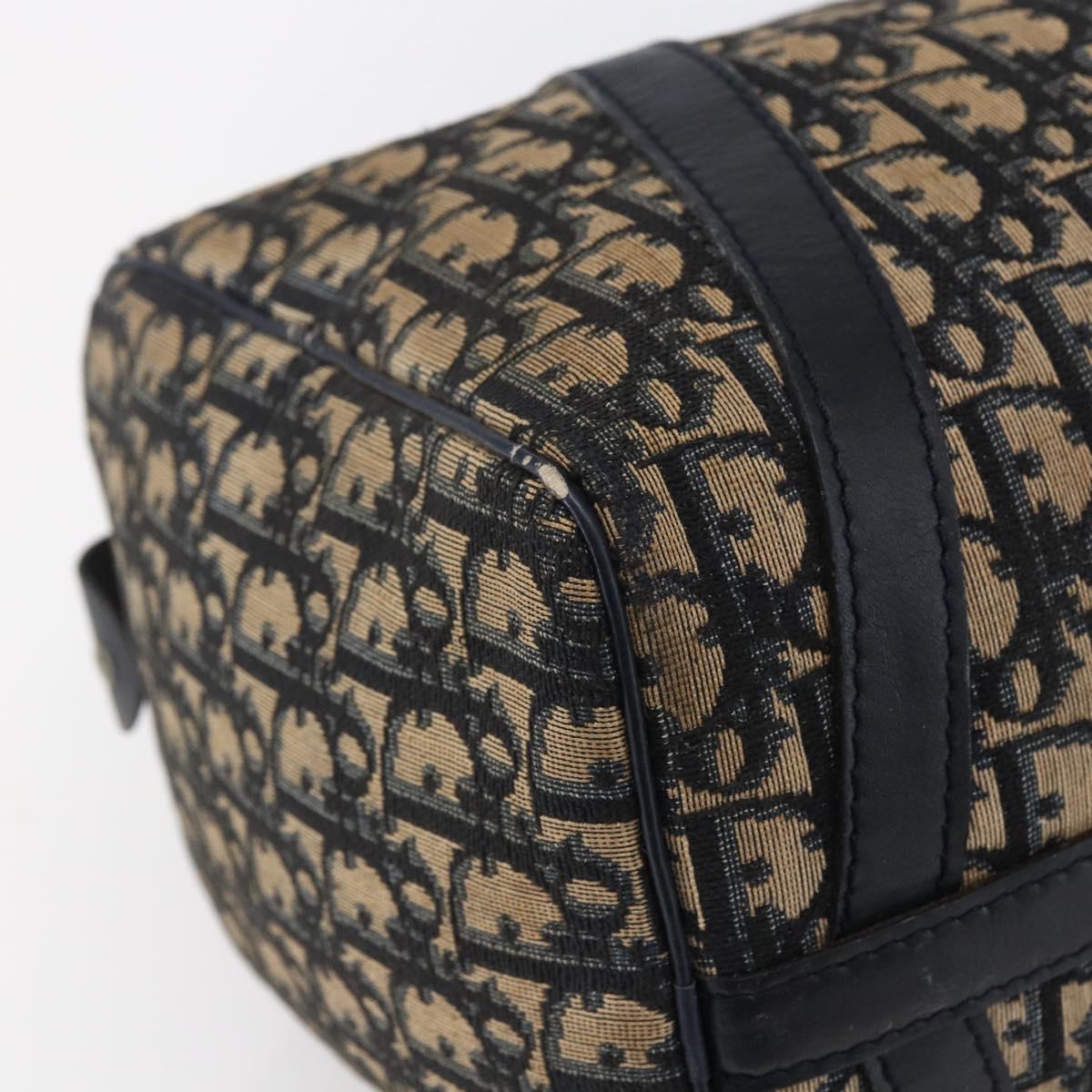 Christian Dior Trotter Canvas Boston Bag Navy Silver Auth 148951