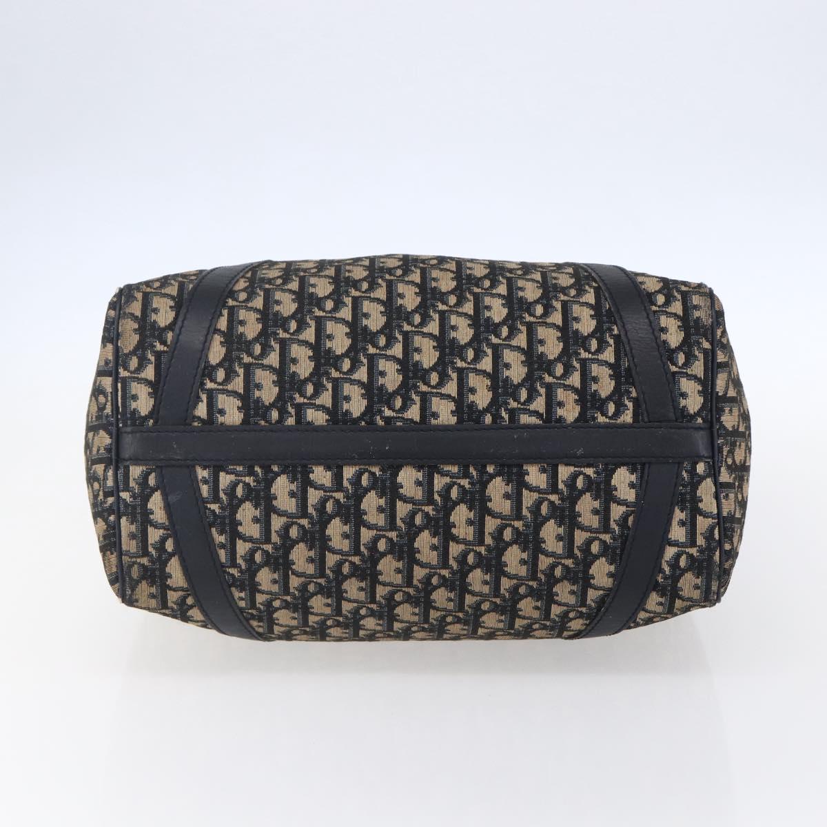 Christian Dior Trotter Canvas Boston Bag Navy Silver Auth 148951